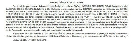 Este miércoles se celebrará el juicio entre Rodríguez de Cózar y Gildoy España, que está 'en paradero desconocido'