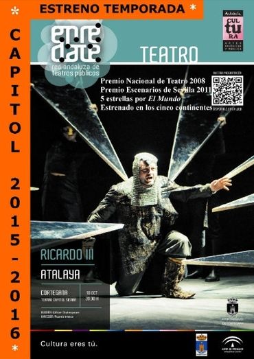 'Ricardo III', de la compañía Atalaya, llega este sábado al Teatro Capitol de Cortegana