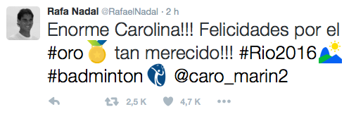 Las 'celebrities' del deporte y la vida pública se rinden a Carolina Marín