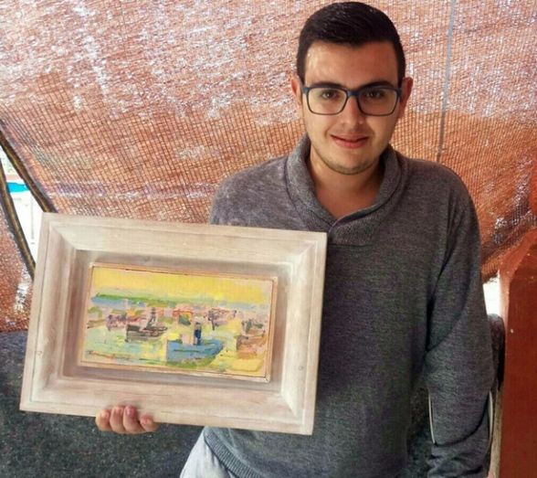 El joven isleño Emilio Jesús López subastará un cuadro de Florencio Aguilera para luchar contra su enfermedad