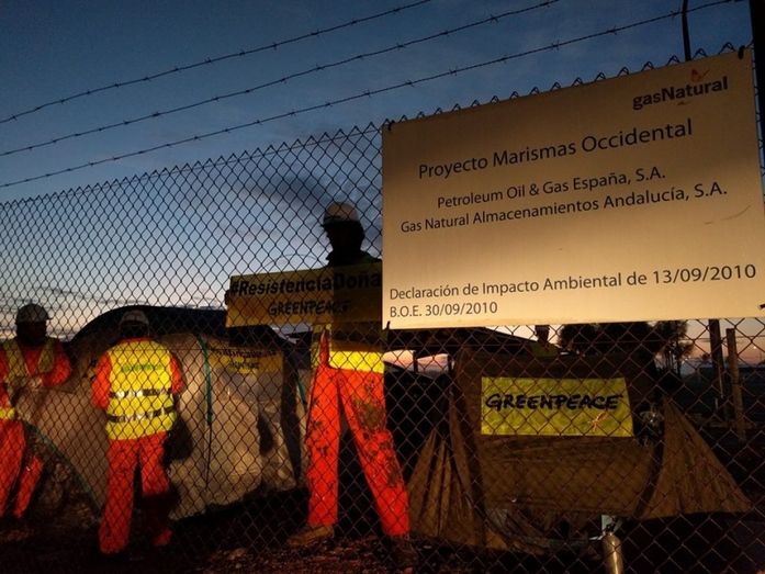 Greenpeace ‘acampa’ junto a los trabajos de Gas Natural en Doñana y exige su paralización