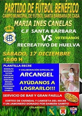 Los veteranos del Recre y del Santa Bárbara de Casa jugarán un amistoso a beneficio de María Inés Canelas