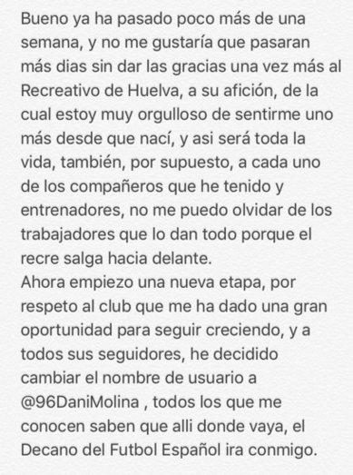 Dani Molina cambia su usuario de Twitter “por respeto” al Celta