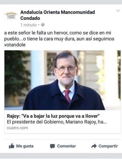 El PP exige responsabilidades al PSOE por los insultos a Rajoy de la Mancomunidad del Condado en Facebook