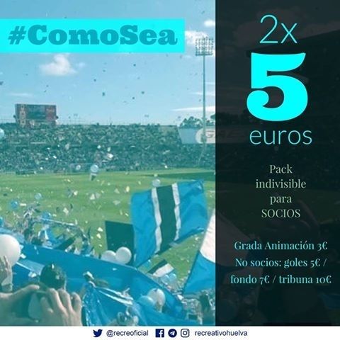 Los socios del Recre podrán comprar dos entradas a un precio de cinco euros para el partido contra la Balona
