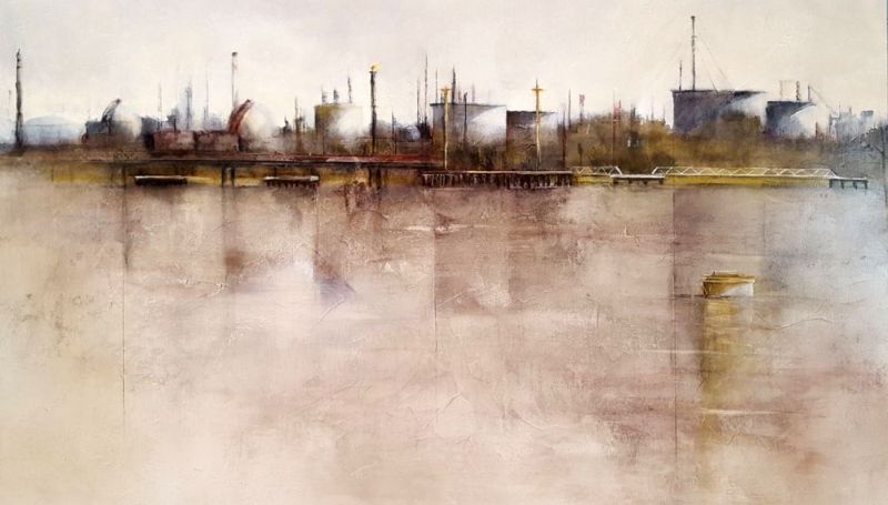 Cristina Díaz y Fernando Wilson, primer y segundo premio del IV Certamen de pintura de patrimonio industrial