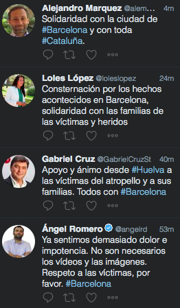 Huelva se solidariza con las víctimas del atentado de Barcelona