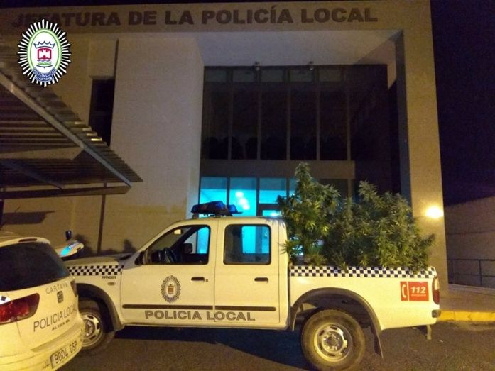 Intervienen en la azotea de un bloque de pisos de Cartaya una plantación de marihuana