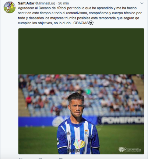 Santi Luque se despide agradecido y deseando 'los mayores triunfos' al Recre