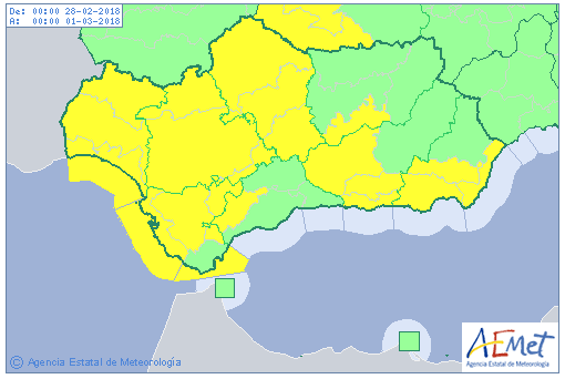 La provincia amanecerá este miércoles con aviso amarillo por lluvias y viento