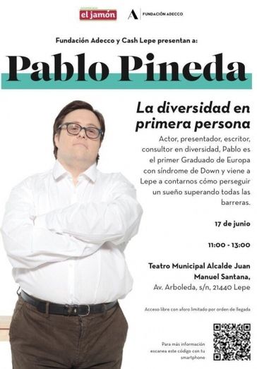 Pablo Pineda disertará en Lepe sobre la diversidad