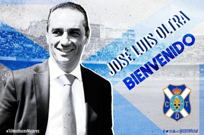 José Luis Oltra, nuevo técnico del Tenerife junto a Emilio Isierte y Marcos Chena