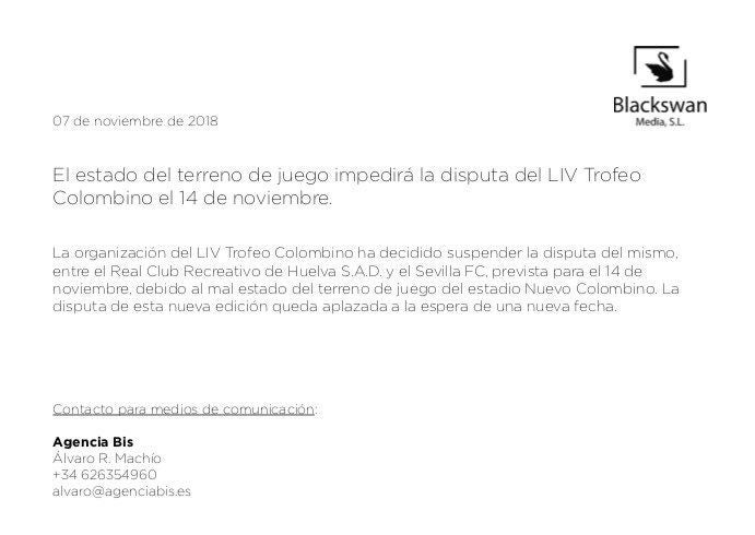 Los ridículos que no cesan: el Trofeo Colombino se aplaza 'hasta nueva fecha' por el estado del césped