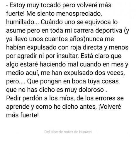 Sergio Martínez se siente 'menospreciado y humillado' tras ser sancionado con cuatro partidos