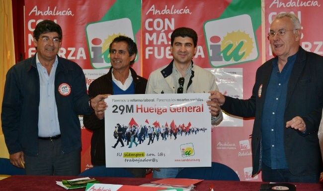UGT y CCOO reciben el apoyo de IU para el 29M en una reunión con Cayo Lara