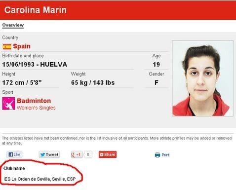 Carolina Marin ya conoce cuales serán sus rivales en los JJOO de Londres 2012