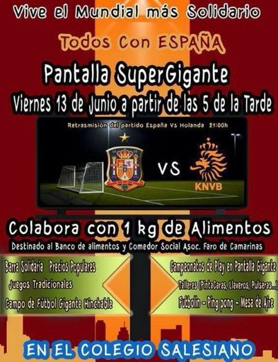 Pantalla gigante y fiesta solidaria en el Colegio Salesiano para ver el España-Holanda