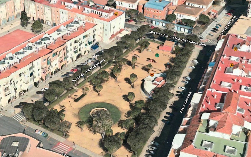 Imagen antes - Este será el nuevo aspecto de la plaza de los Marineros de Punta Umbría