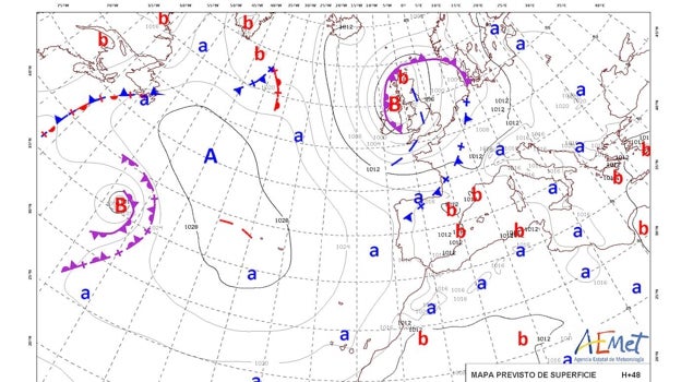 Mapa de superficie de la Aemet