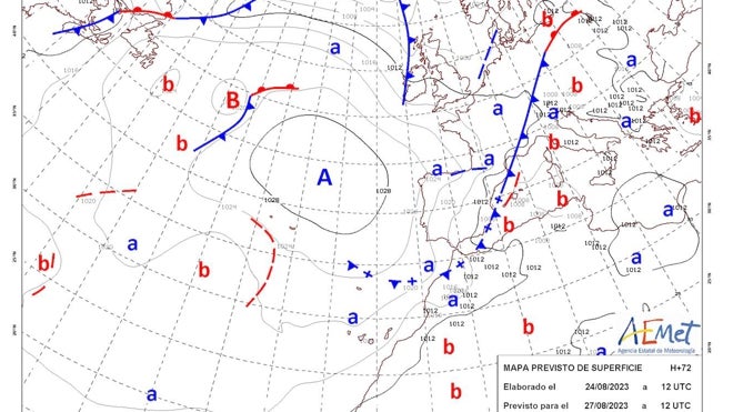 El frente frío que alcanza Huelva sólo dejará nubes. Será otro a principios de septiembre el que nos pueda dejar lluvias