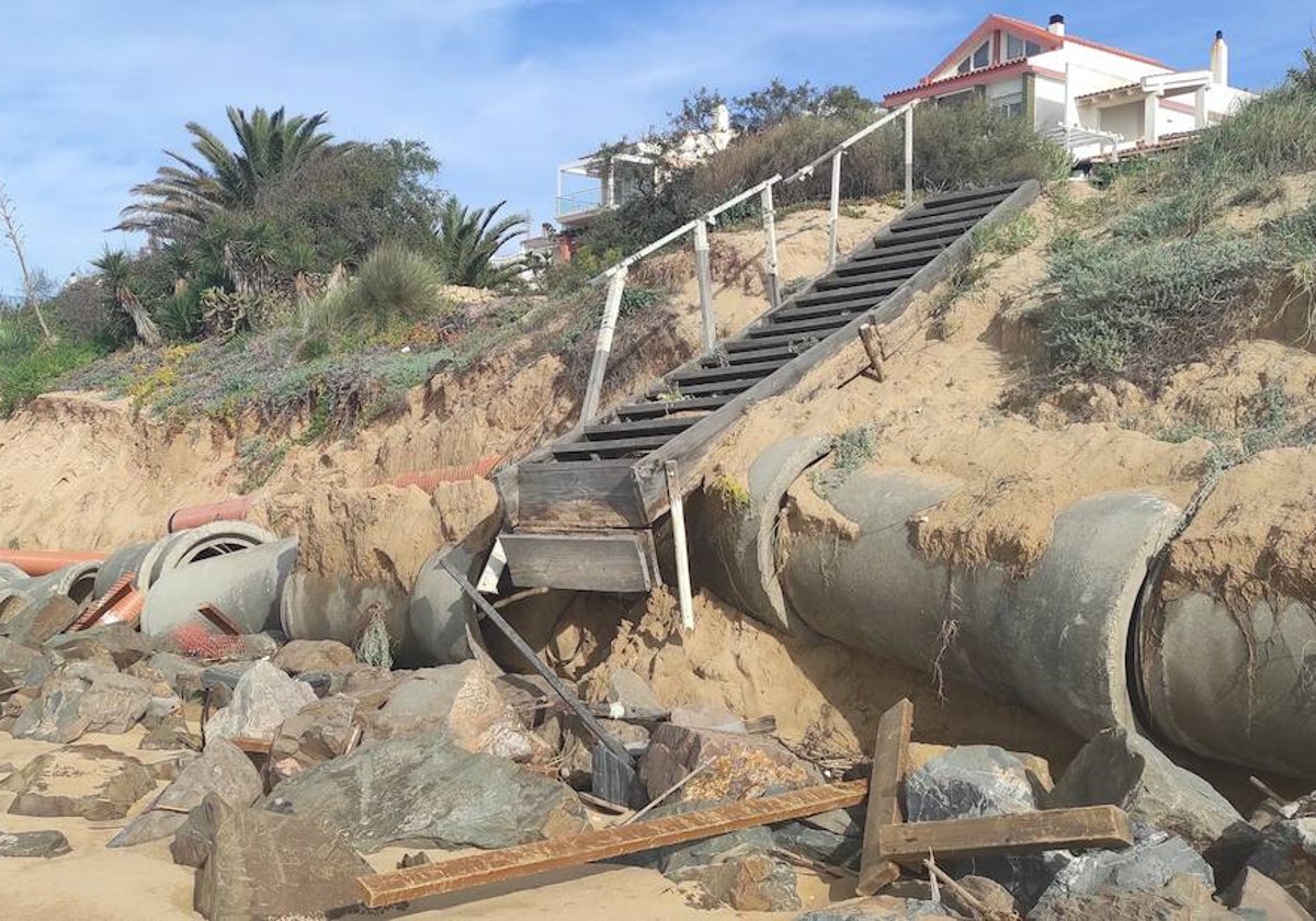 Una de las zonas afectadas por las mareas en Mazagón