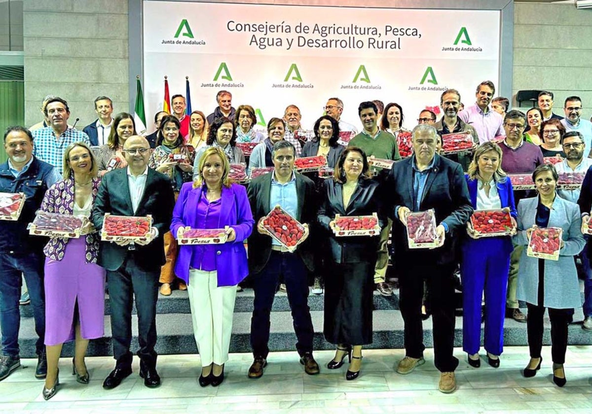 Acto de apoyo a la fresa de Huelva en Sevilla
