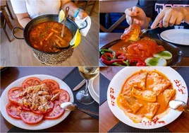 Algunos de los platos que se pueden degustar en el chiringuito 'El Portugué' de Isla Cristina
