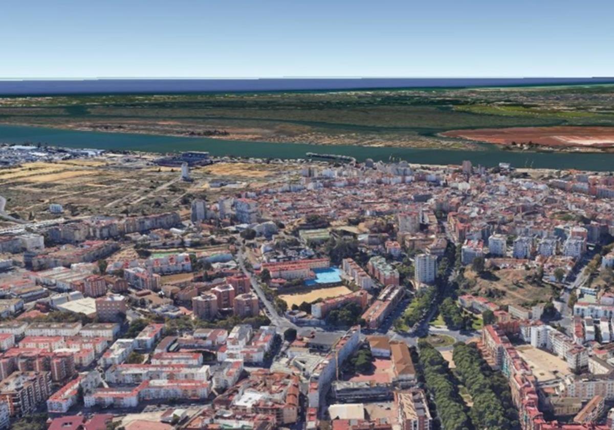 Vista aérea de Huelva capital