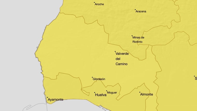 Toda la provincia de Huelva, en aviso amarillo