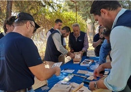 Voluntarios construyen cajas nido para la protección de murciélagos en la Sierra de Aracena