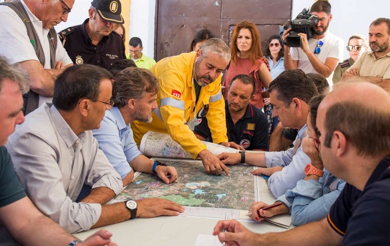 Puesto de mando avanzado en un incendio que afectó a Riotinto en 2017