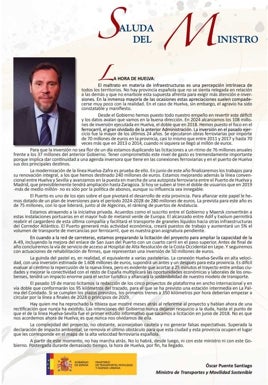 Imagen - Saluda del ministro en la revista de las fiestas patronales sanjuaneras