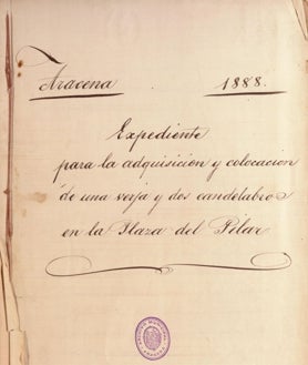 Imagen secundaria 2 - Plano de Aníbal González de la Plaza de Abastos (1912), autos ejecutivos civiles de 1638 y expediente para la compra de reja y farolas para la plaza del Pilar (1888)