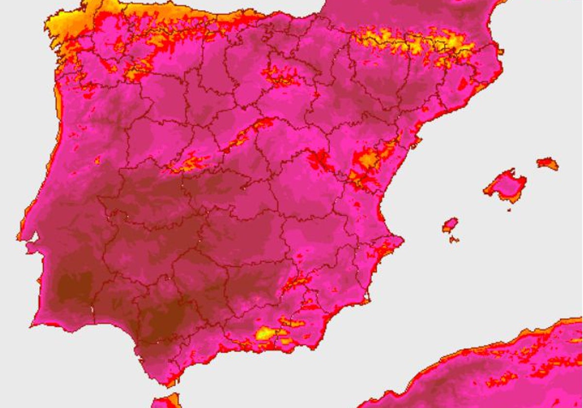 Mapa de temperaturas de este martes