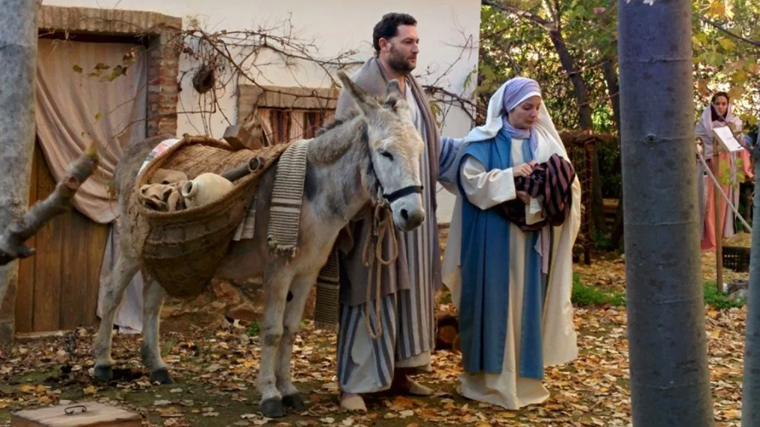 Una de las escenas del belén viviente de Higuera de la Sierra