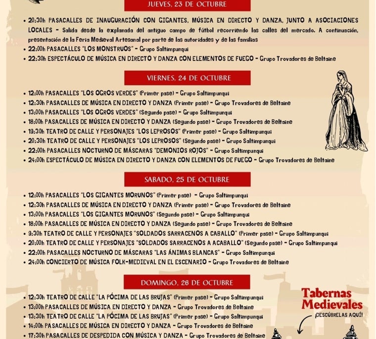 La programación completa de la Feria Medieval Artesana de Lepe