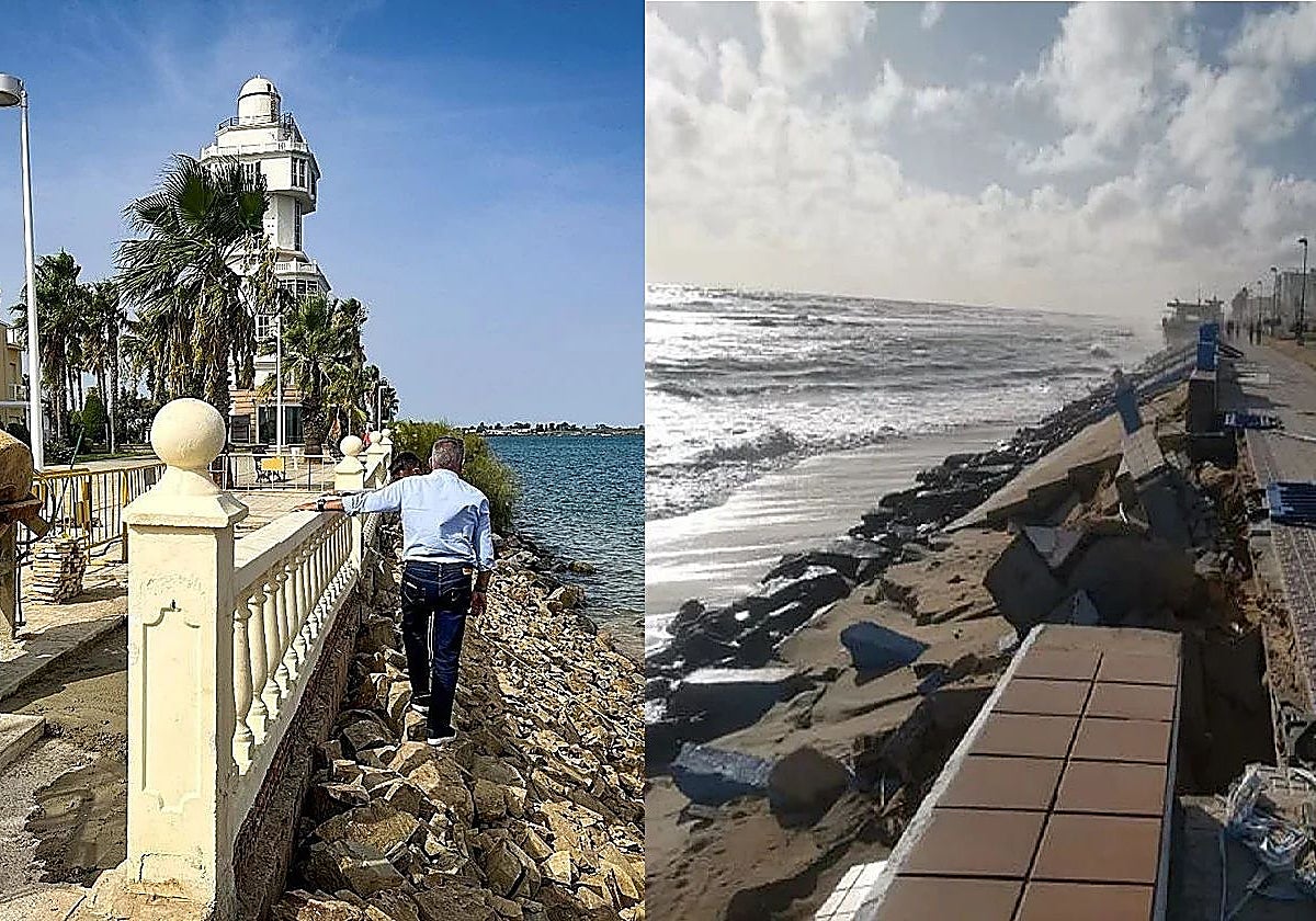 El paseo marítimo de Isla Cristina (izquierda) y el de Matalascañas