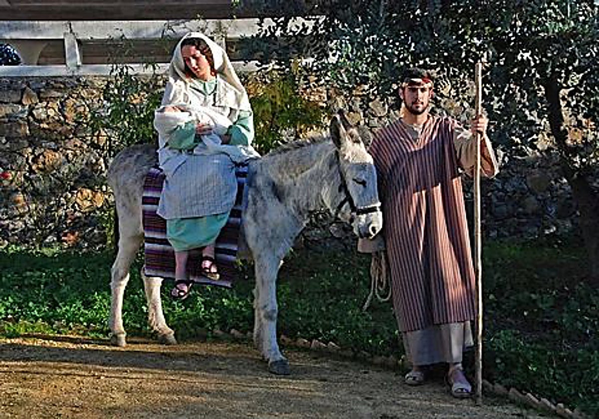Escena bíblica representada en el Belén Viviente de Higuera de la Sierra