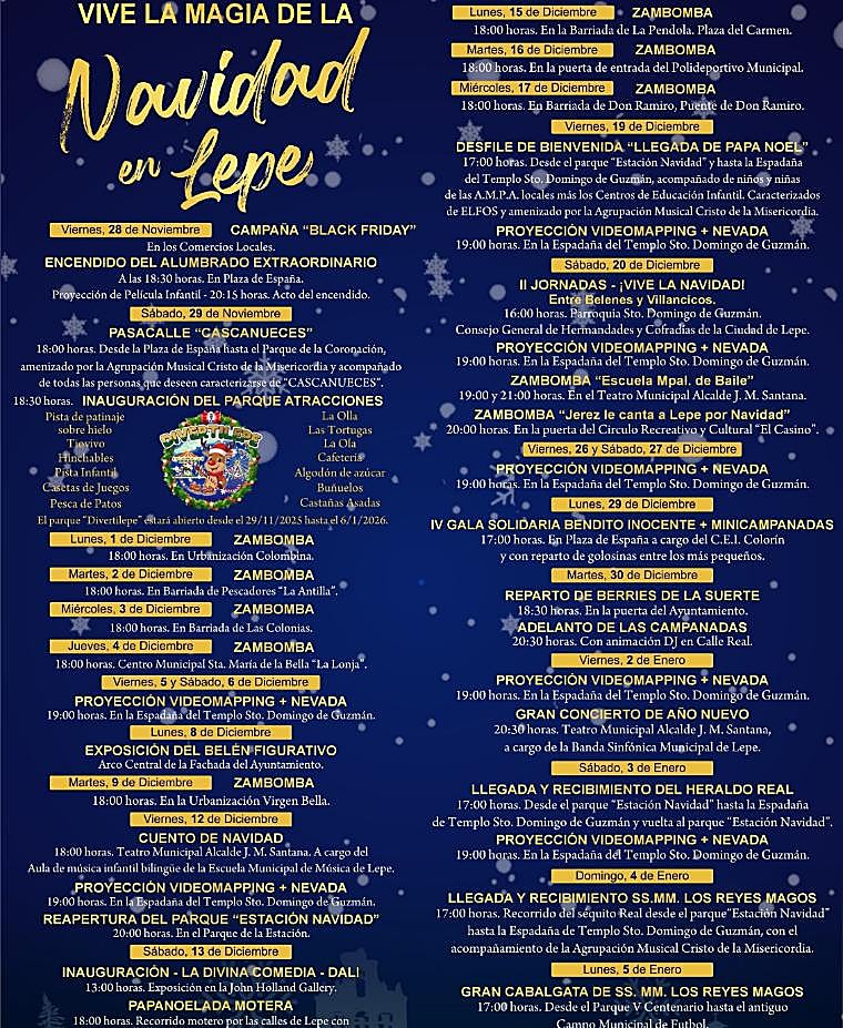 En este pueblo de Huelva habrá nevadas, zambombas y parques de atracciones para celebrar la Navidad 2025