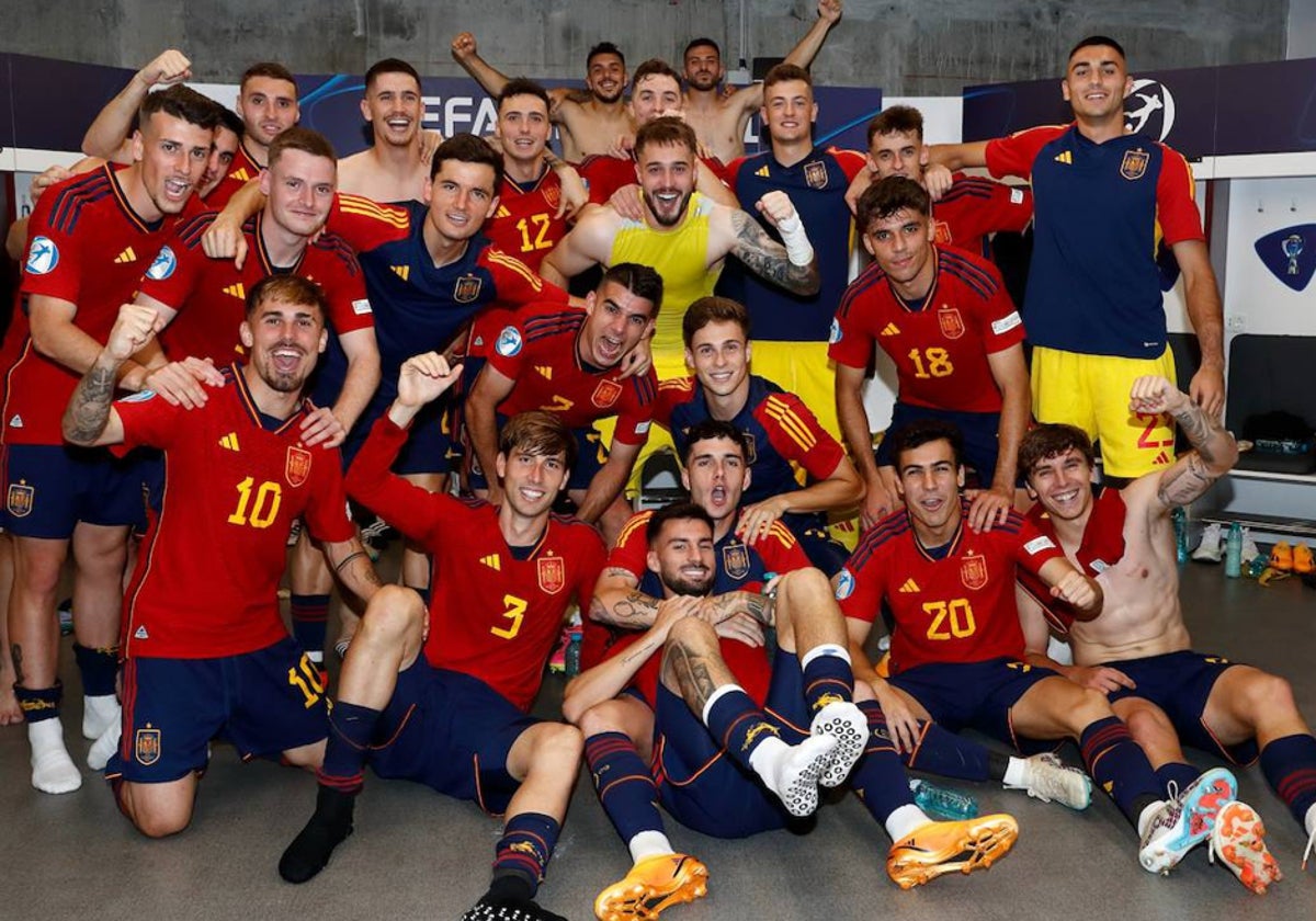 España Sub 21 celebrando el pasado mes de julio su clasificación para los Juegos Olímpicos de París