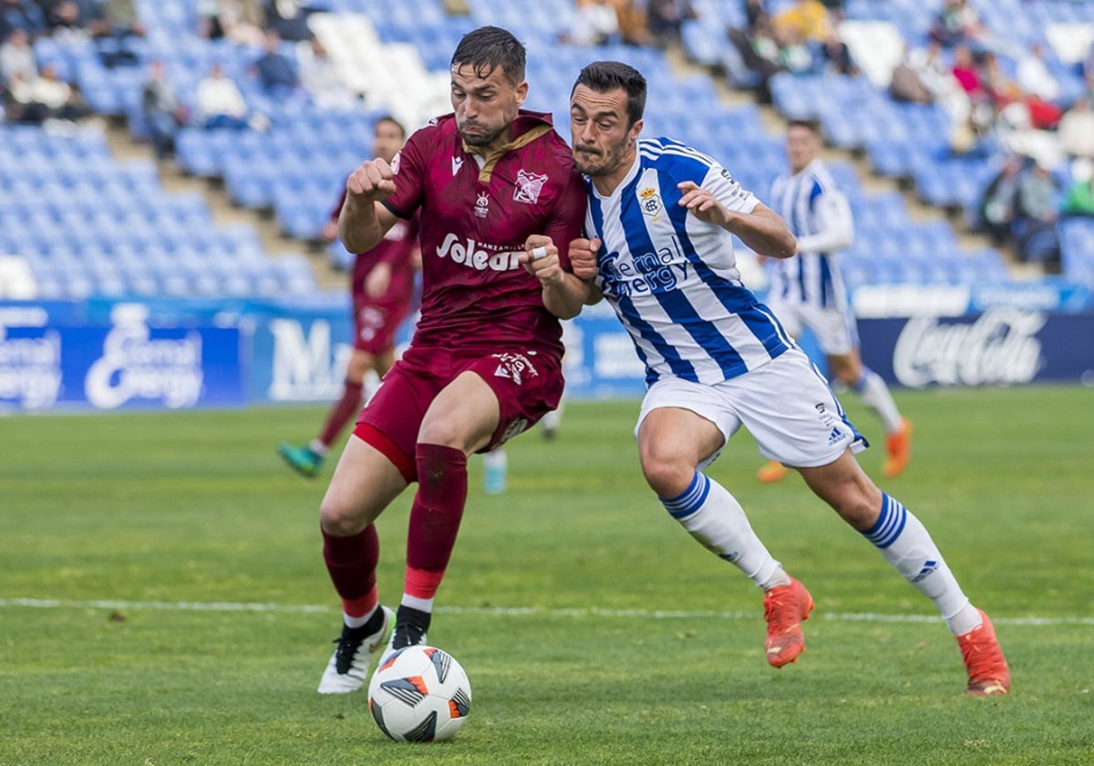 Nacho Heras marcó el gol del triunfo del Recre ante el Atlético Sanluqueño la pasada temporada