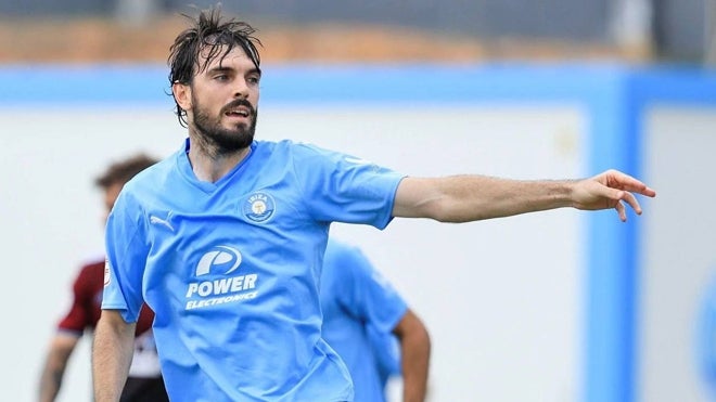 Eugeni durante el encuentro del domingo ante el Recreativo