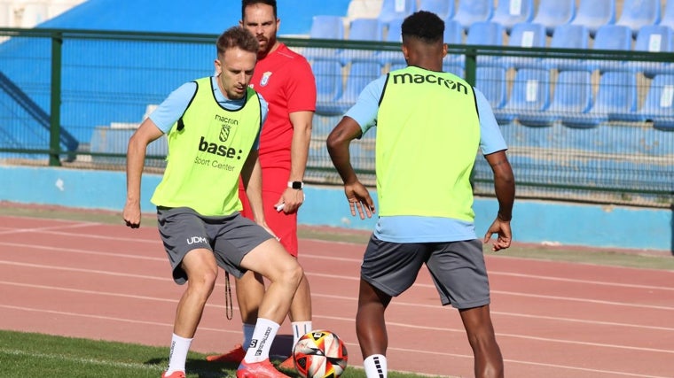 Rubén Betanzos y Víctor Morillo en el entrenamiento de esta mañana