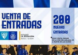 La afición albiazul contará con 200 entradas adicionales para el Málaga-Recreativo