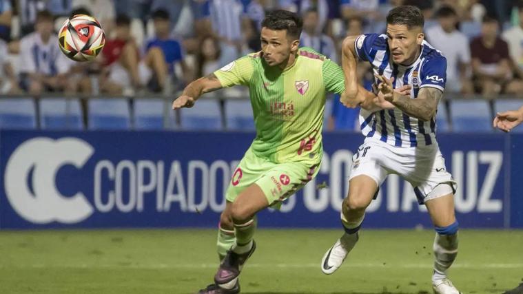 Caye Quintana fue el autor del gol del Decano en la ida ante el Málaga en el Colombino