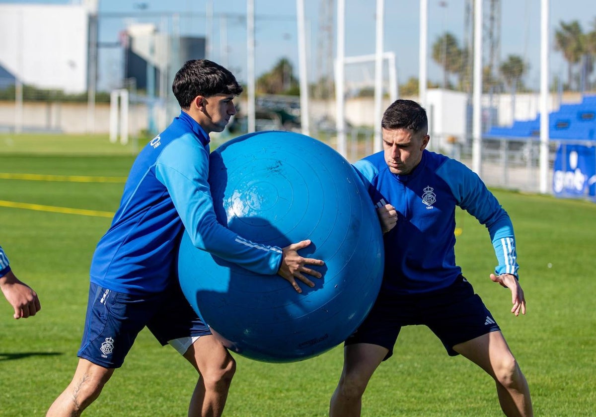 David del Pozo junto a Paolo en una sesión albiazul en la Ciudad Deportiva