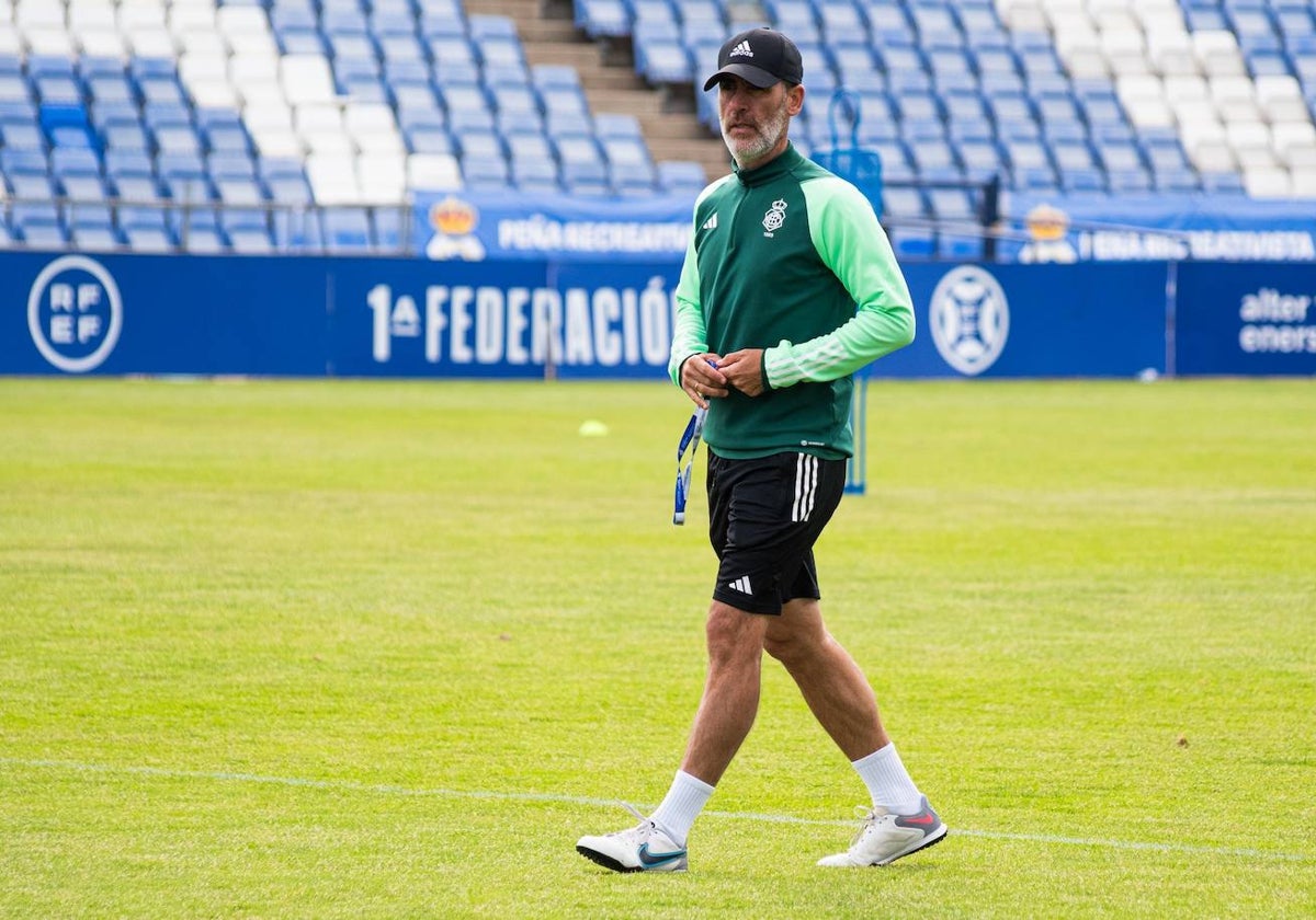 Abel Gómez durante un entrenamiento en el Nuevo Colombino