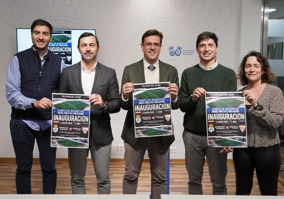 La presentación del partido amistoso entre el Recreativo y el Sevilla C en Villalba del Alcor