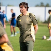 Raúl Galbarro, en un entrenamiento de esta semana