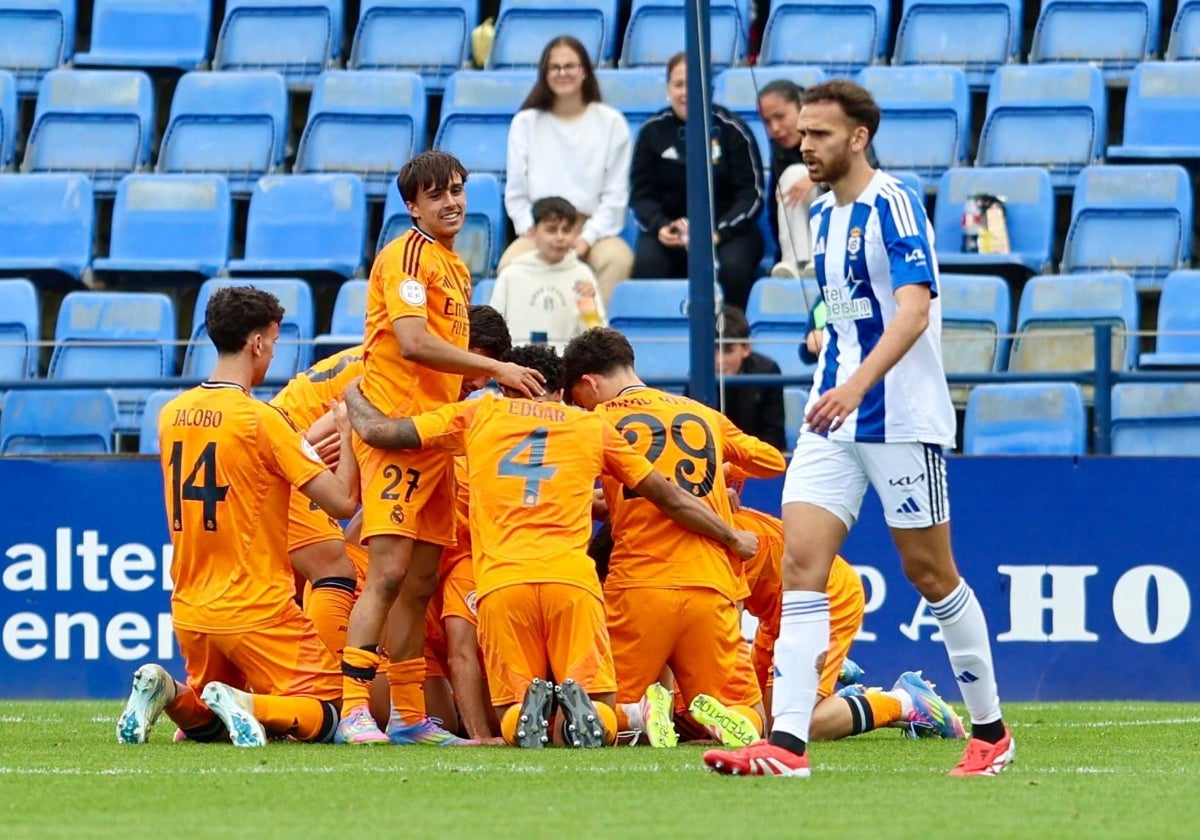 Abraham Bahachille, en el partido Recreativo-Real Madrid Castilla